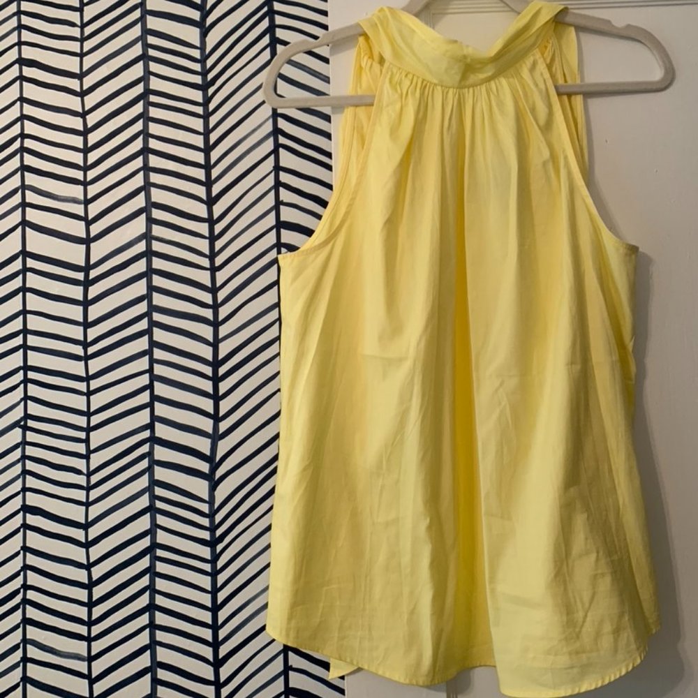 JCrew Tie Neck Oxford Tank Yellow